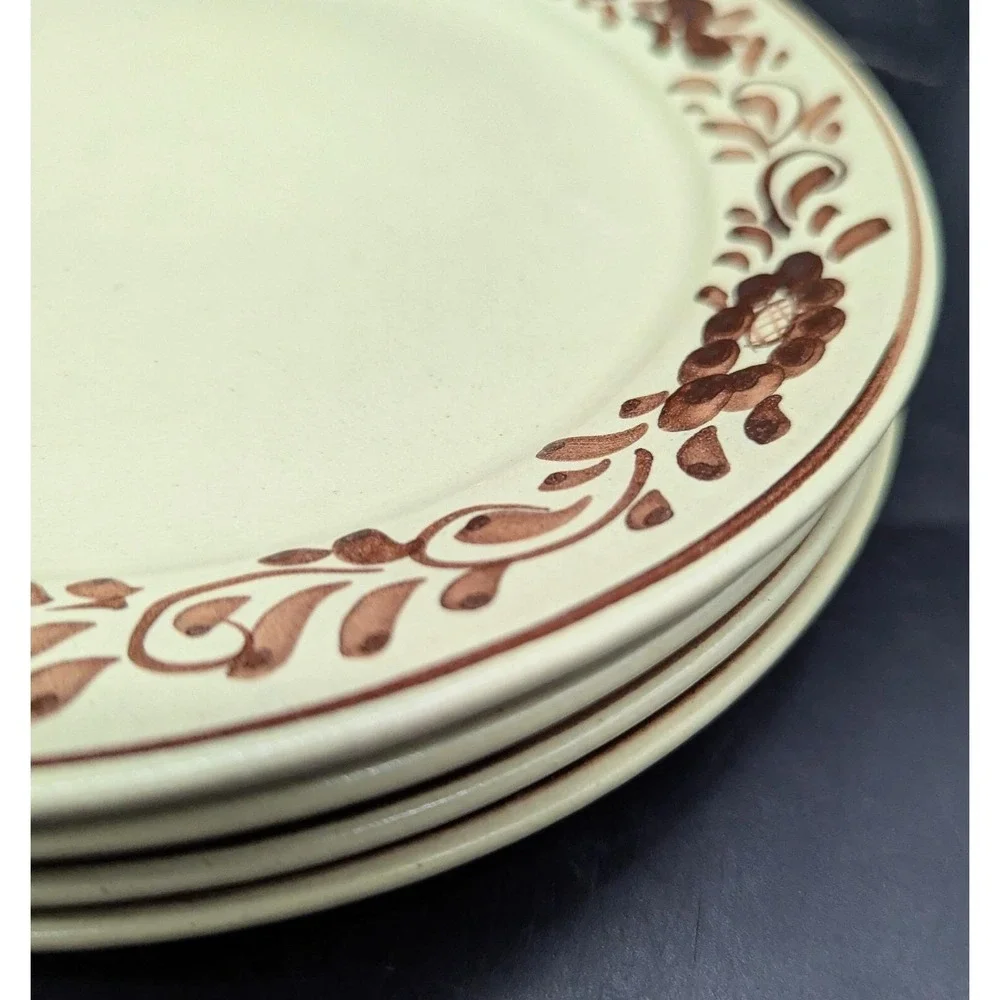 Set/4‎ Mid Century Stoob Pottery Austria Salad Dessert Plate Yellow 8.5